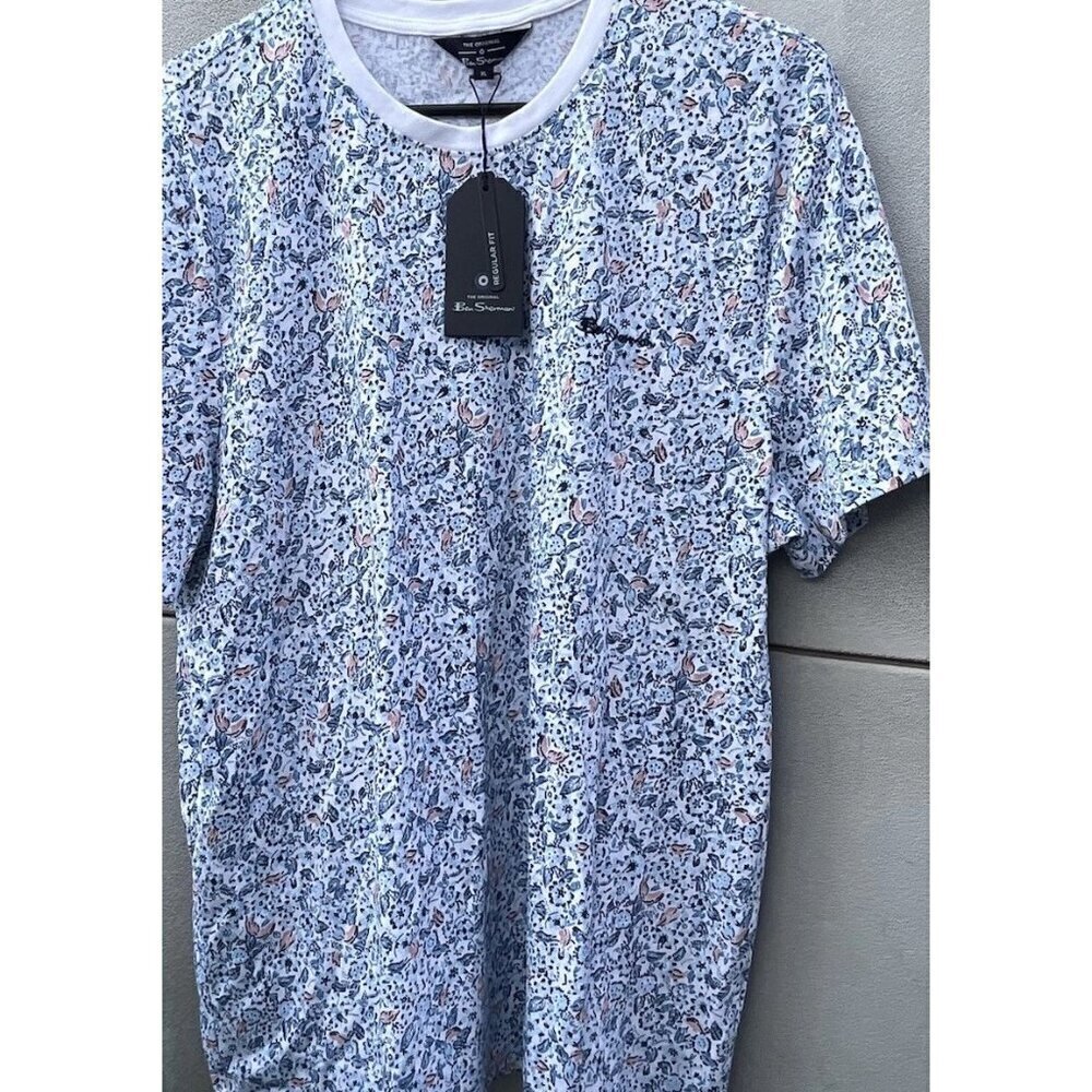 The Original Ben Sherman Blue Floral Short Sleeve T- Shirt Men’s Sz XL NWT